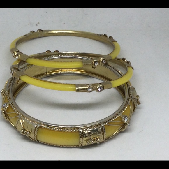 Vintage Indian Wedding Bangle Bracelets Rhinestones Gold Tone Framed Lot - Picture 2 of 11